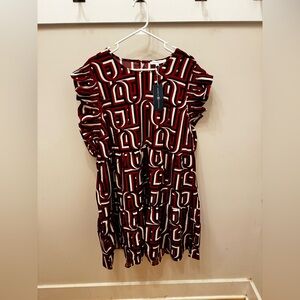 Stylish Michelle McDowell Geometric Maroon, Black and Crème Dress NWT